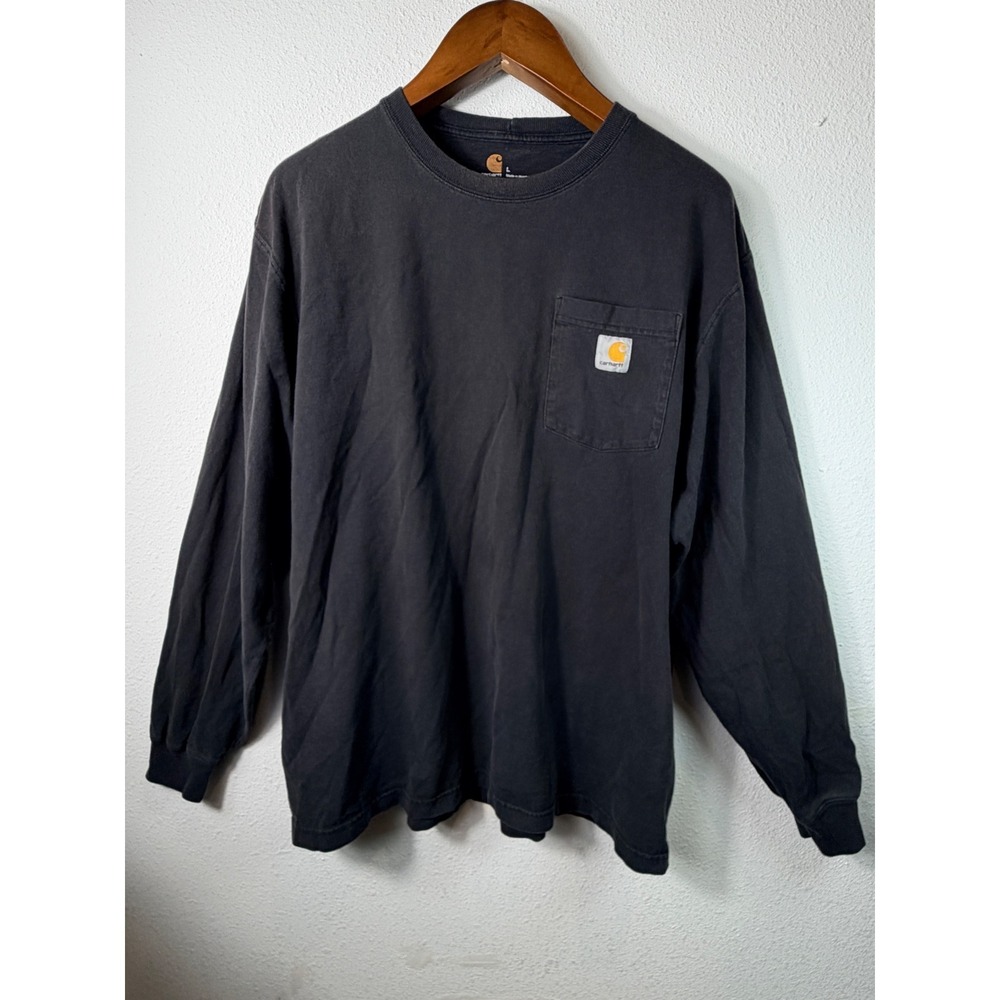 Carhartt Mens Long Sleeve Pocket T-Shirt Black L Original Fit Workwear
